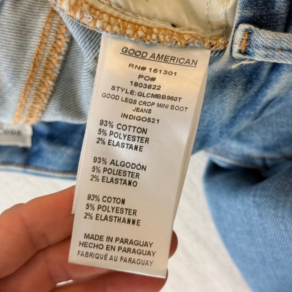 Good American Good Legs Crop Mini Boot Jeans Womens 10/30 Blue Indigo521 - Picture 4 of 10